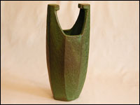 Green Faceted Vase